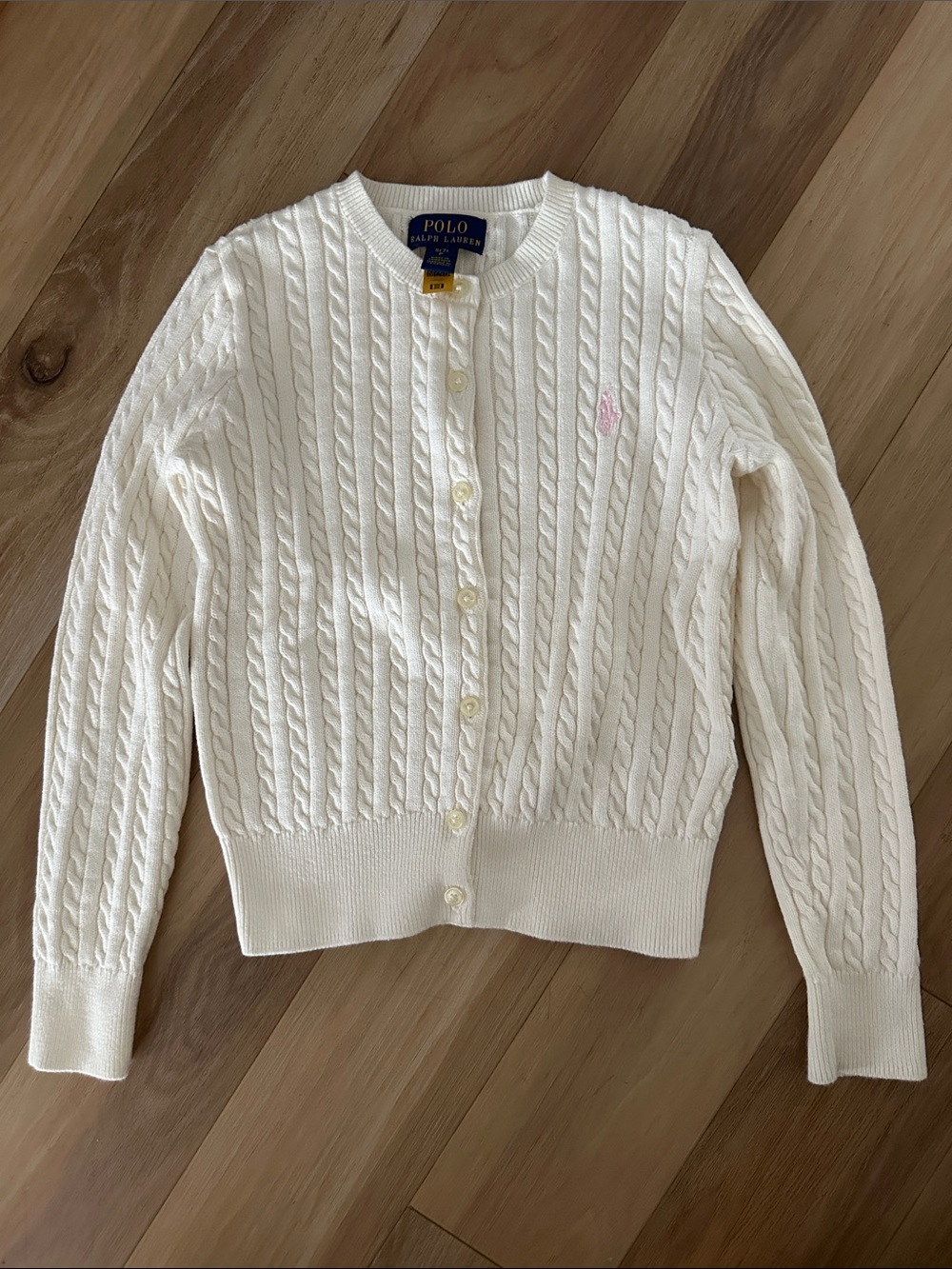 Ralph Lauren Girls’ Mini Cable-Knit Cotton Cardigan - Picture 4 of 9